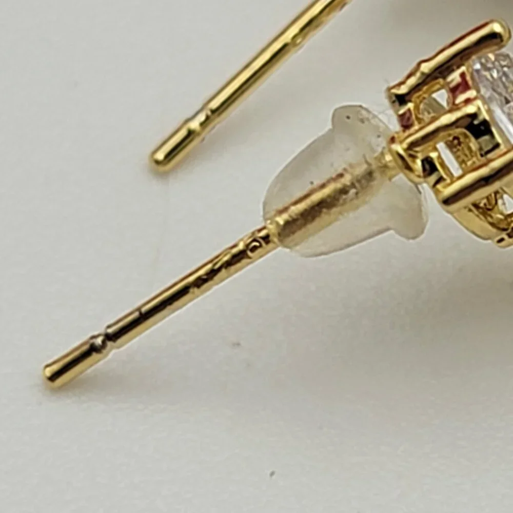 925 Sterling Silver Gold Vermeil Clear Swarovski Crystal Drop Earrings 2
